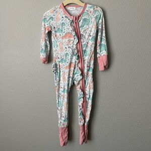 Angel Dear Dinosaur 6-12 month Print Kids Footie in Pink and Green